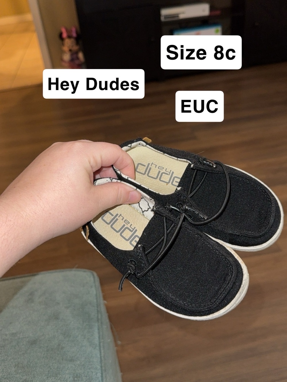 Hey Dude Kids Black Canvas Slip-On Sneakers